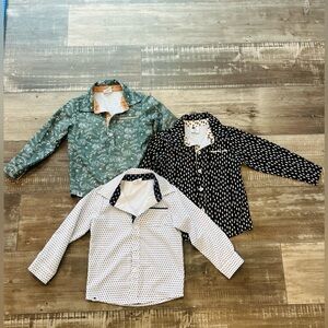 George Kids Button Down Shirts - Green, Black, White